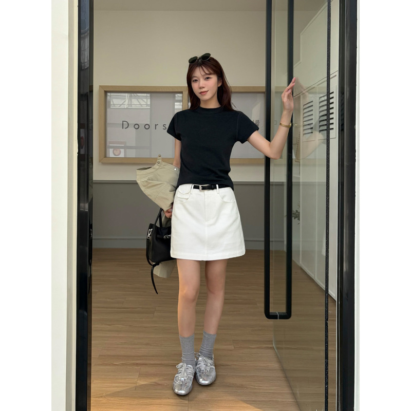 【Special Offer, No Returns or Exchanges】Stylish Waist Bag Design, Simple A-Line Skirt, Washed Cotton, Slimming and Versatile Short Skirt 1716