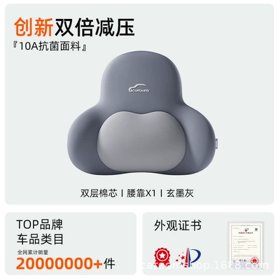 Headrest: Car Backrest Pillow - 10a-antibacterial-lumbar-support-i-638yg-1-h-1-dark-gray
