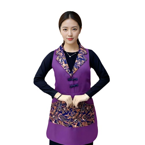 Ethnic style red lapel apron suit collar hot pot restaurant chef restaurant hotel work clothes waterproof and antifouling