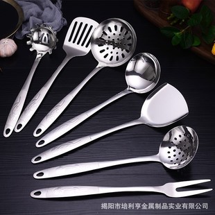 Manufacturer Wholesale 201 Stainless Steel Spatula Kitchen Utensils Sanded Frying Spatula Cooking Spoon Frying Spatula Set Can Laser LOGO