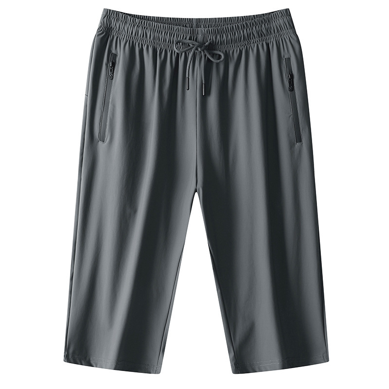 Foreign Trade Ice Silk Cotton Shorts Men's Summer Anti-wrinkle High Elastic Capri Pants for Youth Thin Elastic Waist Pants for Men K81008