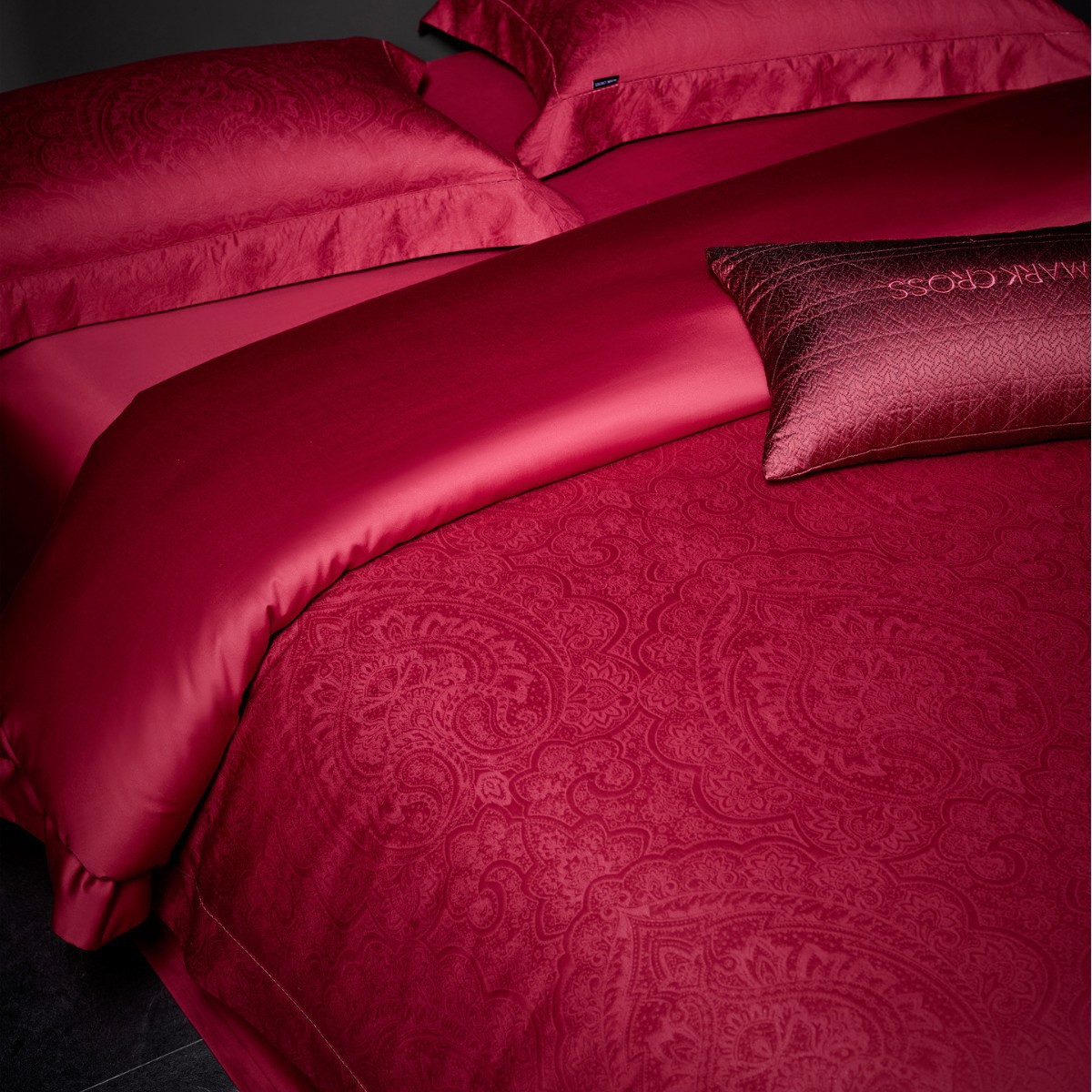 2 European-Style Modern Garnet Red Wedding Celebration Dowry Bedding Set Pure Cotton Long-Staple Cotton Four-Piece Set Micano