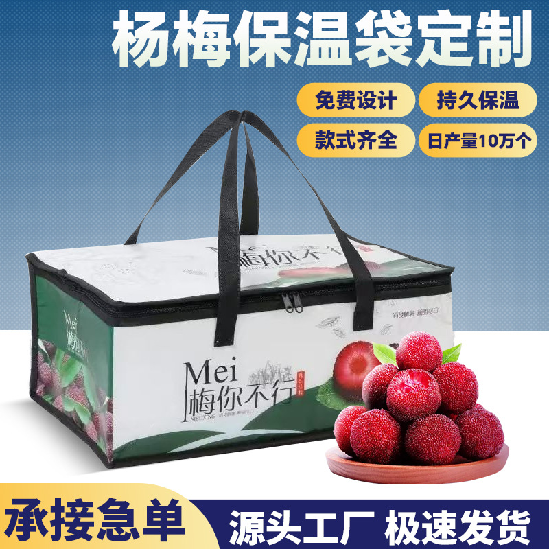 杨梅保温袋水果保鲜保冷厂家批发定制加logo手提无纺布铝箔打包袋