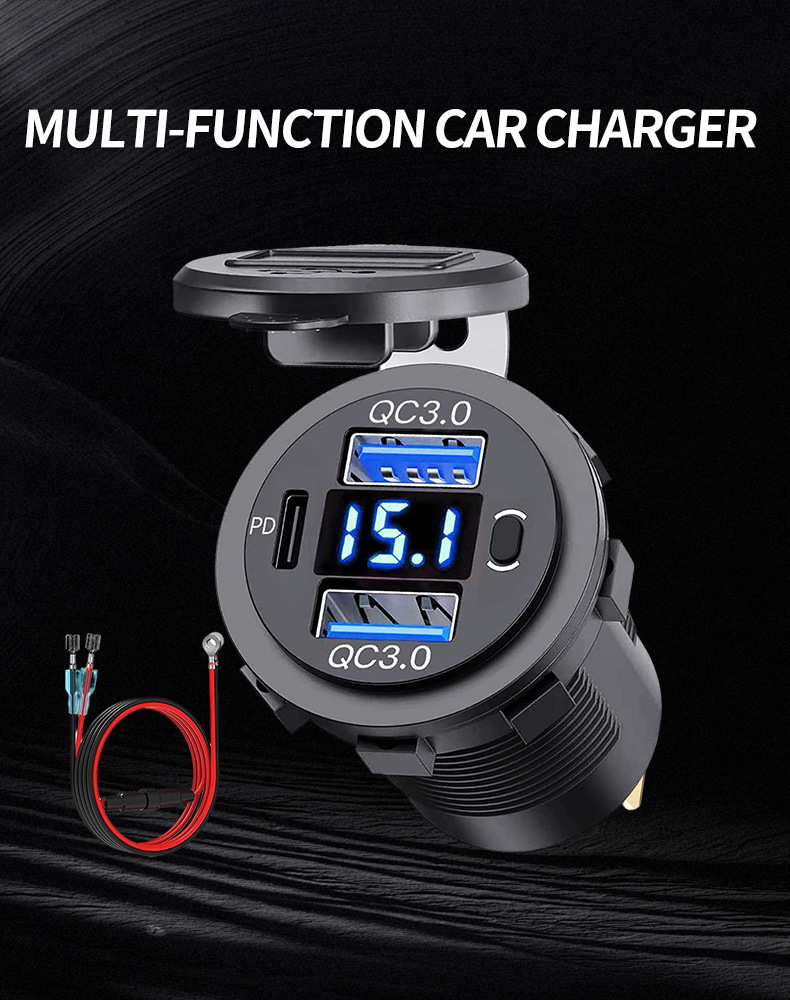 Car Charger with Fast Charging, Dual Usb, Button Control, Mobile Phone Charger, Dual USB Charging Dock