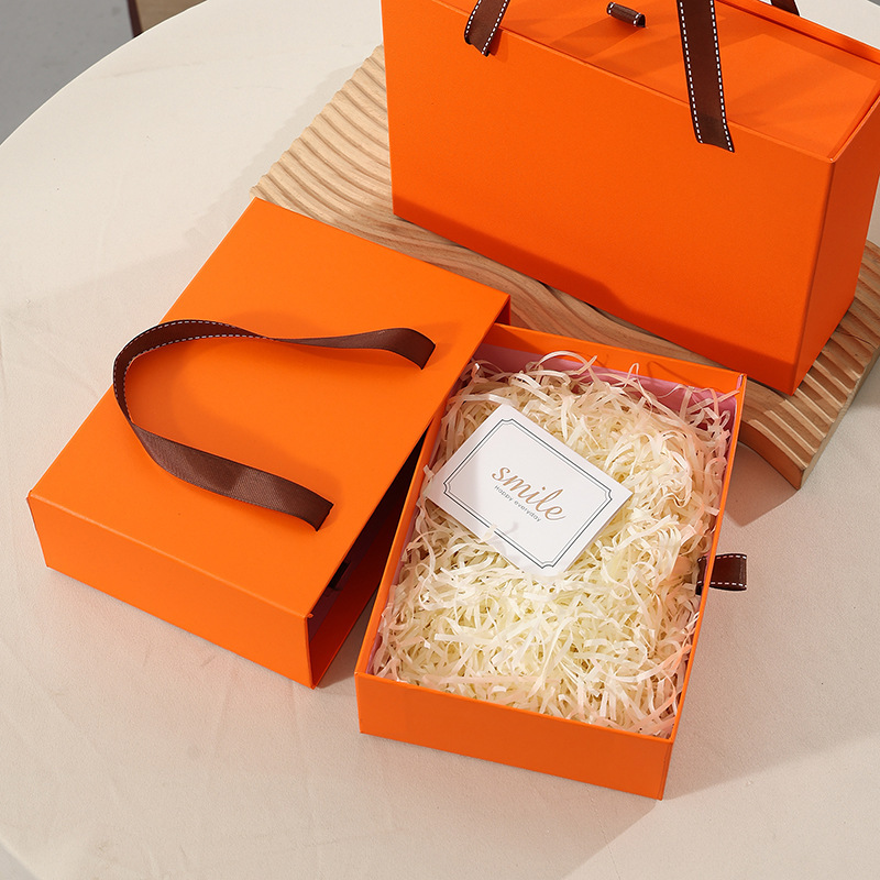 スポットオレンジの空のギフトボックスクリエイティブ引き出しスーツケース化粧品口紅ギフトボックス絶妙な誕生日ギフトボックス|undefined