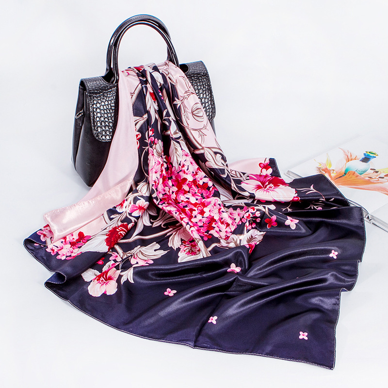 Floral Pink Red Printed Scarf For Women 90cm Large Square Scarf European And American Headscarf_voghion.com