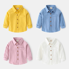 2023 new children's clothing long-sleeved children's shirt solid color boys' shirt base online store agent Korean style tops