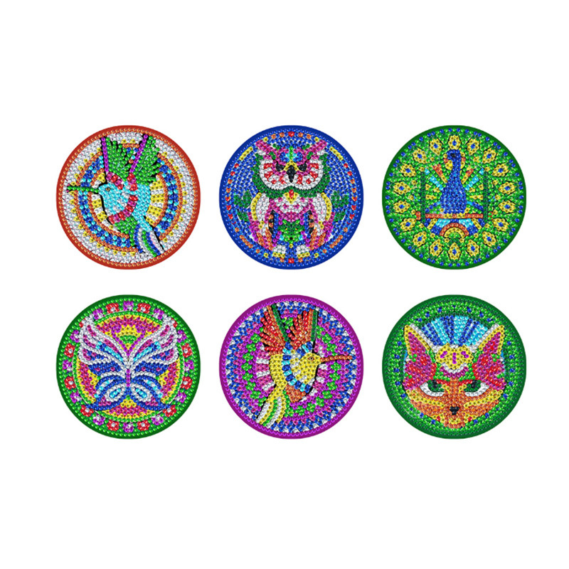 Personalizada taza de pintura de diamante transfronteriza almohadilla de taza de diamante redonda almohadilla mandala perimetral de pintura de diamante DIY