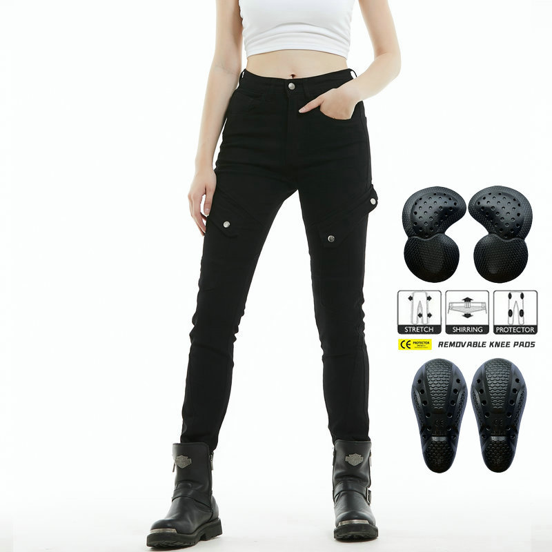 Volero motocicleta Caballero de las mujeres ejército verde ropa de trabajo pantalones de montar retro casual motocicleta incorporado rodillera resistente a la caída