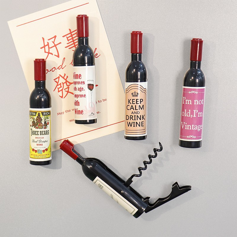 Abridor de botellas de vino tinto, refrigerador, refrigerador, botellas de cerveza de aspiración magnética doméstica, abridor de botellas de vino