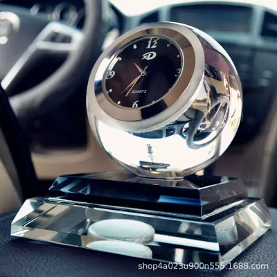 Car ornaments interior decoration car - black-square-base-clock
