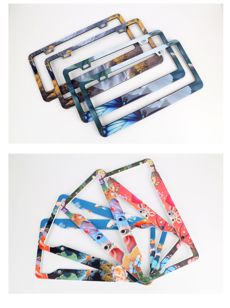 Hot-selling aluminum license plate frame for foreign trade and cross-border e-commerce, compliant with US standards, with the option to print content and logos, comes with accessories