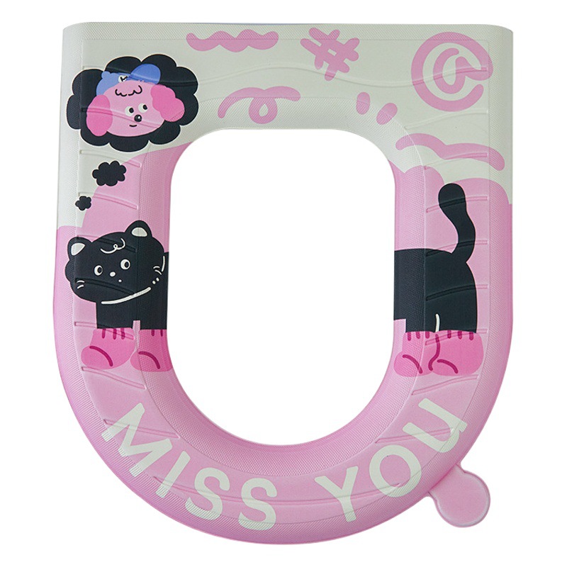 Eva estera del inodoro hogar dibujos animados impermeable cuatro estaciones suministros baño engrosada desechable adhesivo lavadora