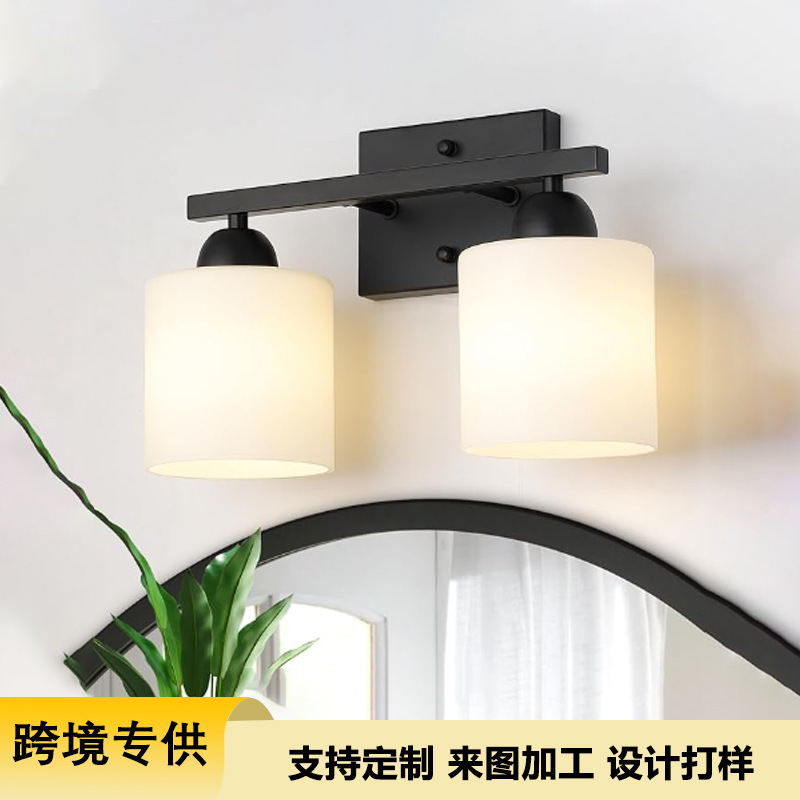 Cross-Border Supply of European and American Modern Minimalist Bathroom Vanity Three-Head Glass Mirror Headlight Gold Bedroom Wall Lamp Wholesale