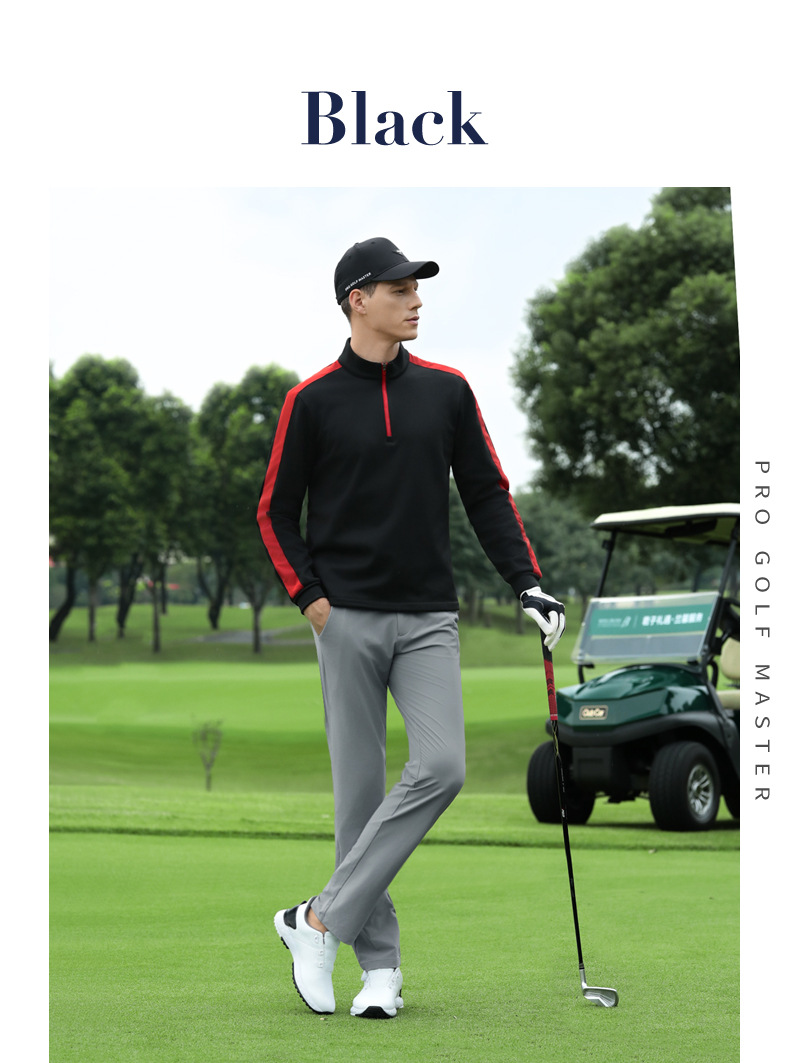 Áo chui đầu golf nam cổ đứng có khóa kéo, lót nhung giữ ấm mùa thu đông — Áo đen [lót nhung/cổ đứng có khóa kéo/tiết kiệm nhiệt và giữ ấm] YF813 chi tiết 7