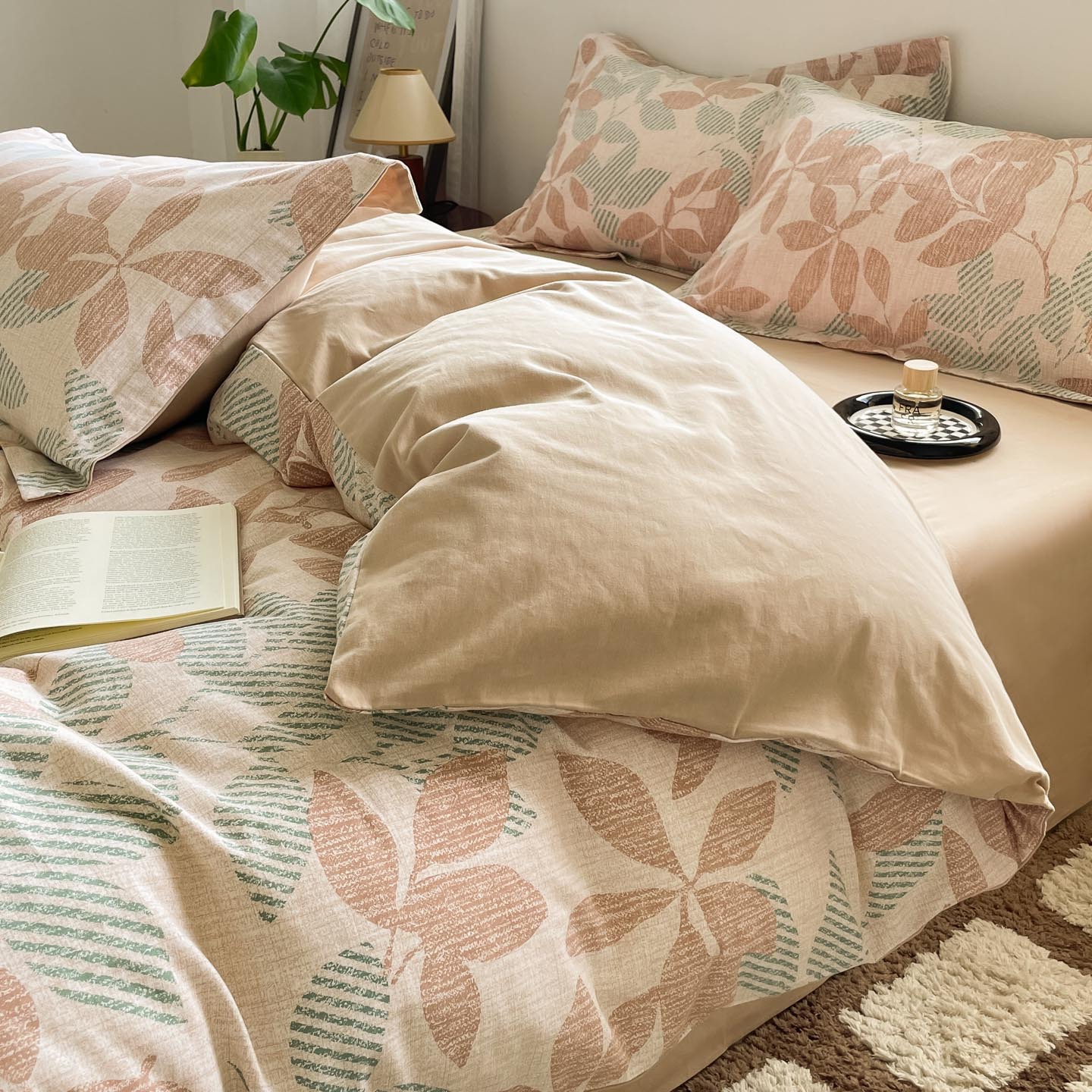 Algodón grueso de cuatro piezas, sábanas de algodón lavado con agua, dormitorios de estudiantes, tres piezas