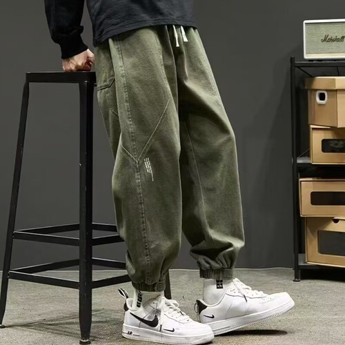 Cross-border long pants, men's overalls, men's fashionable men's autumn and winter Japanese retro leg pants, men's sports casual pants