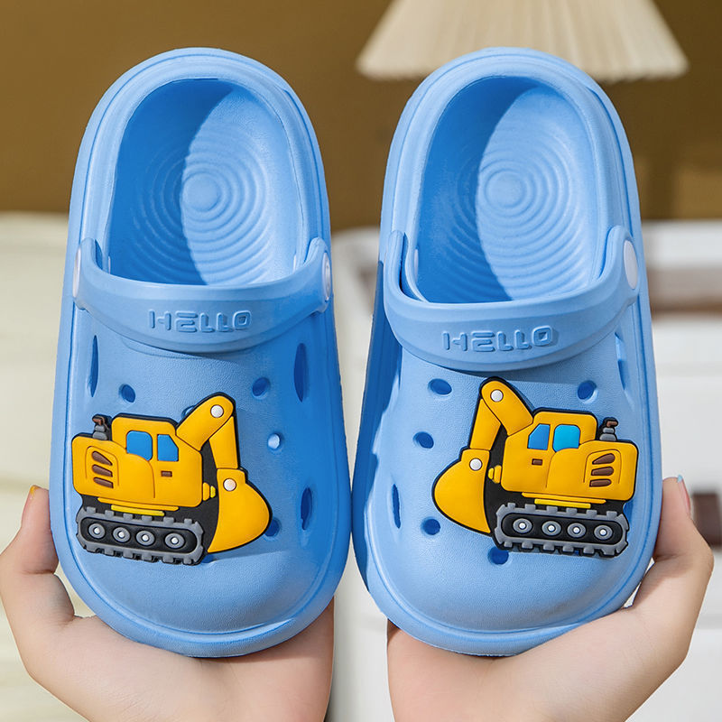Anti-collision Baotou Children's Sandals and Slippers Summer Boys Baby Children's Home Sandals and Slippers Indoor and Outdoor Hole Shoes for Boys