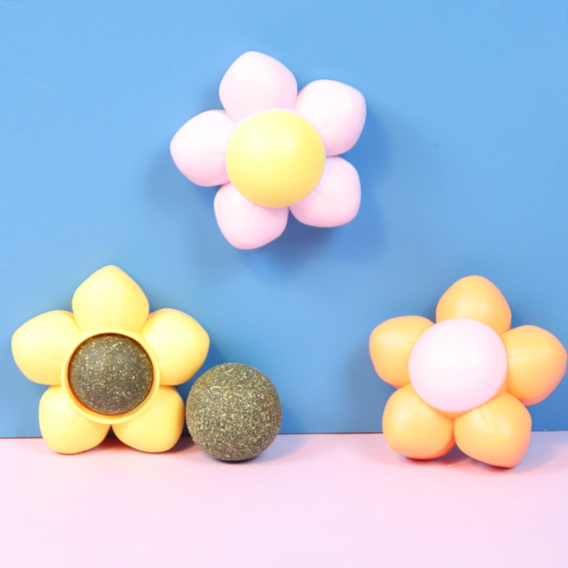 Juguetes para gatos, bolas de menta para gatos, molienda de dientes, bolas de menta giratorias, flores para gatos, bolas de menta al por mayor.