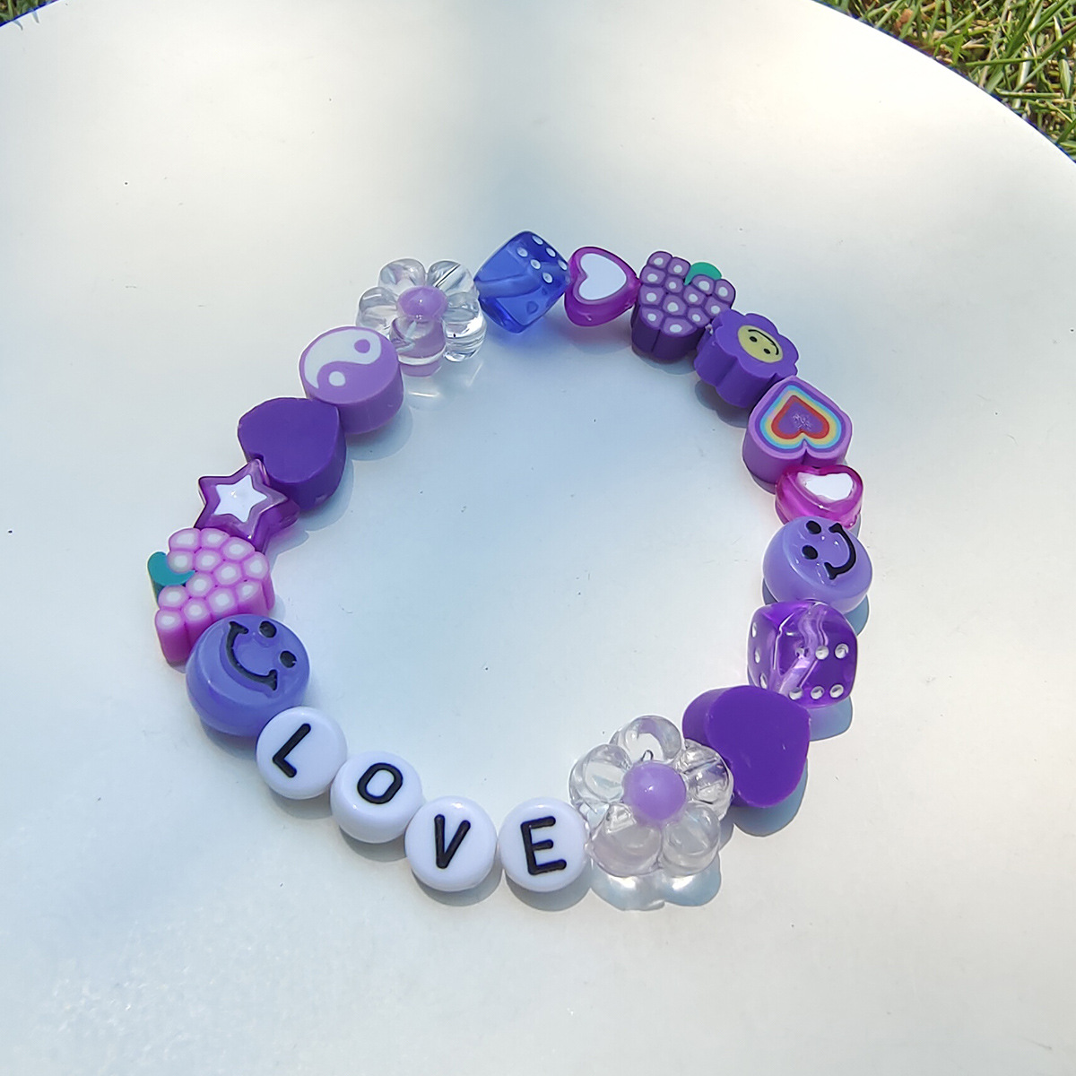 Cute Letter Flower soft clay Beaded Bracelets