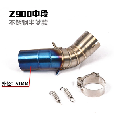 Titanium Alloy Front Exhaust Pipe – Exhaust pipe - z900-stainless-steel-half-blue-middle-section-51mm-interface