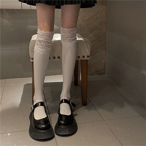 JK white socks cotton mid-calf Japanese lace edge ankle socks Lolita student cute