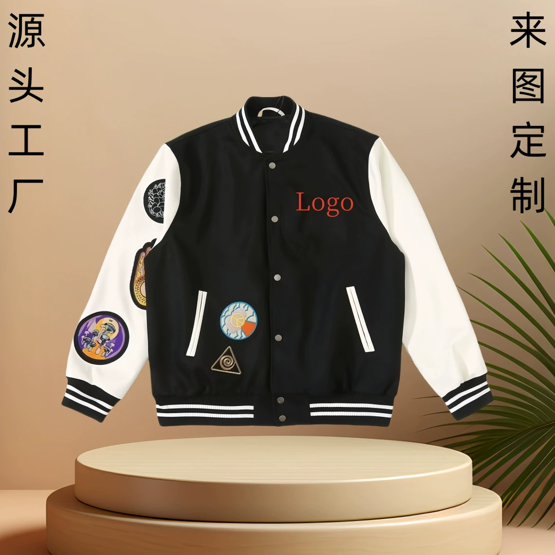 Внешнеторговая фабрика на заказ Сшитый Кожаный Рукав бейсбольный костюм тяжелый буквенный вышитый мужской и женский уличный пиджак пальто мужское