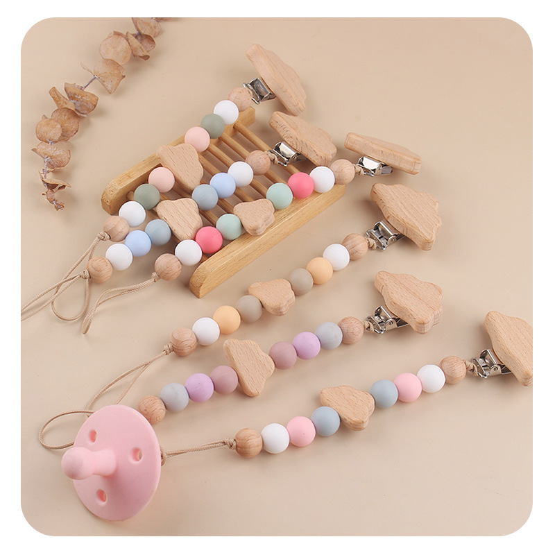 Baby beech nubes tetina clip juguetes beech nubes perlas de silicona de color tetina cadena anti-caída nueva cadena
