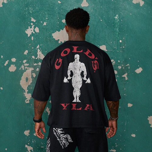 Youngla co-branded golds New men's short-sleeved sports casual fitness cotton large-size loose short T-shirt