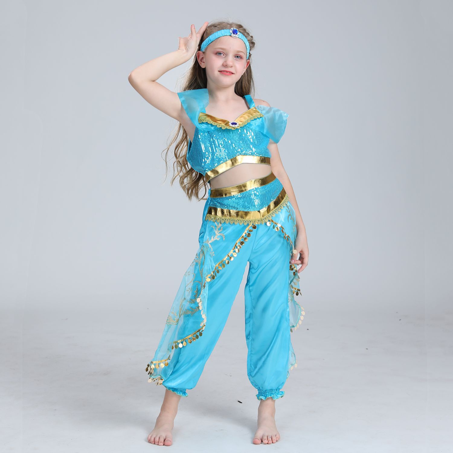 Amazon casual ropa de los niños de comercio exterior de Halloween casual Jasmine princesa Aladdin lámpara mágica traje