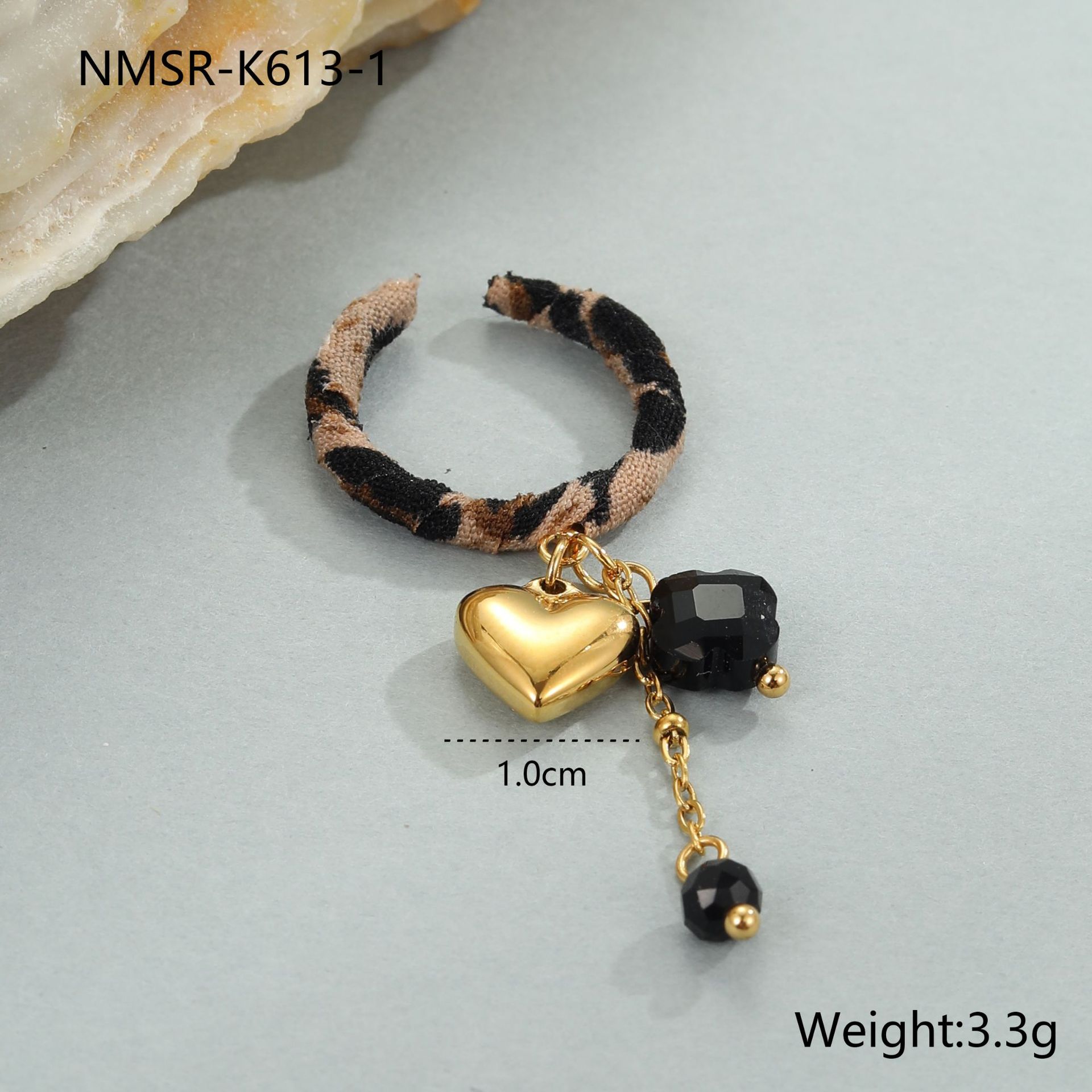 Serie di gioielli con stampa leopardata, orecchini ad anello, orecchini a bottone, collana, ciondolo Love Sun, orecchini in acciaio inossidabile, anello in acciaio al titanio, gioielli per le orecchie_voghion.com