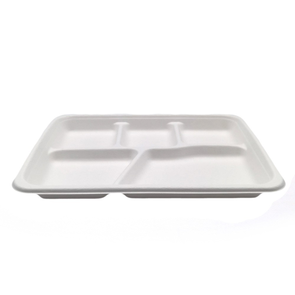 fábrica de oasis de Shaoneeng al por mayor pulpa de bagaza de azúcar pulpa de bambú cinco placas ecológicas cubiertos desechables degradables compostables