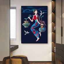 民族风客厅装饰画玄关卧室墙壁画餐厅饭店美女抽象艺术画酒店挂画