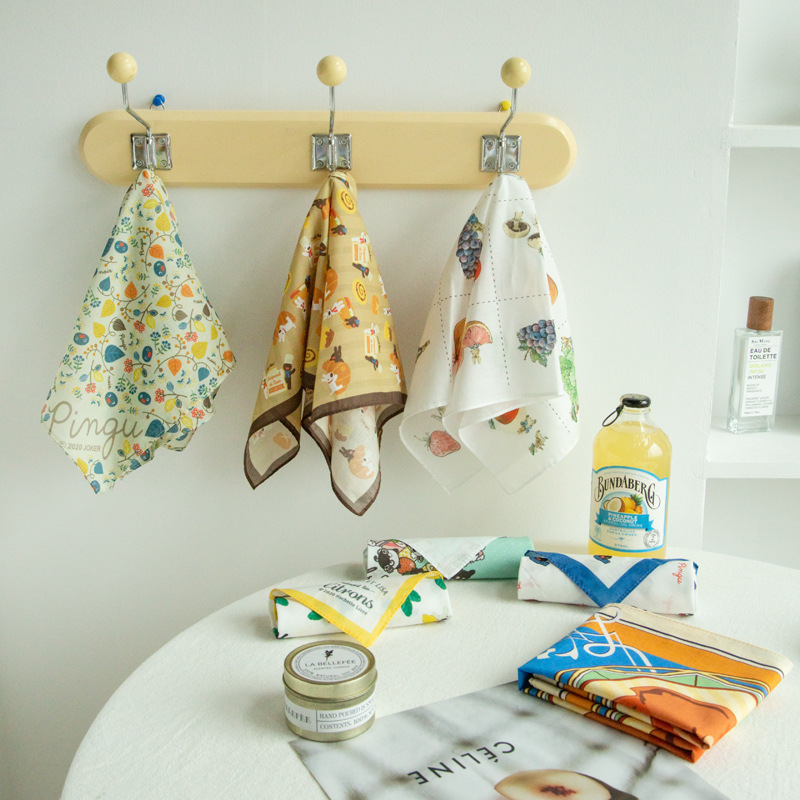 Pure Cotton Printed Small Handkerchief Japanese Style Women's Thin Scarf Headscarf Small Square Scarf Wedding Favor Wedding Essential Pure Cotton Printed Small Handkerchief Japanese Style Women's Thin Scarf Headscarf Small Square Scarf Wedding Favor Wedding Essential