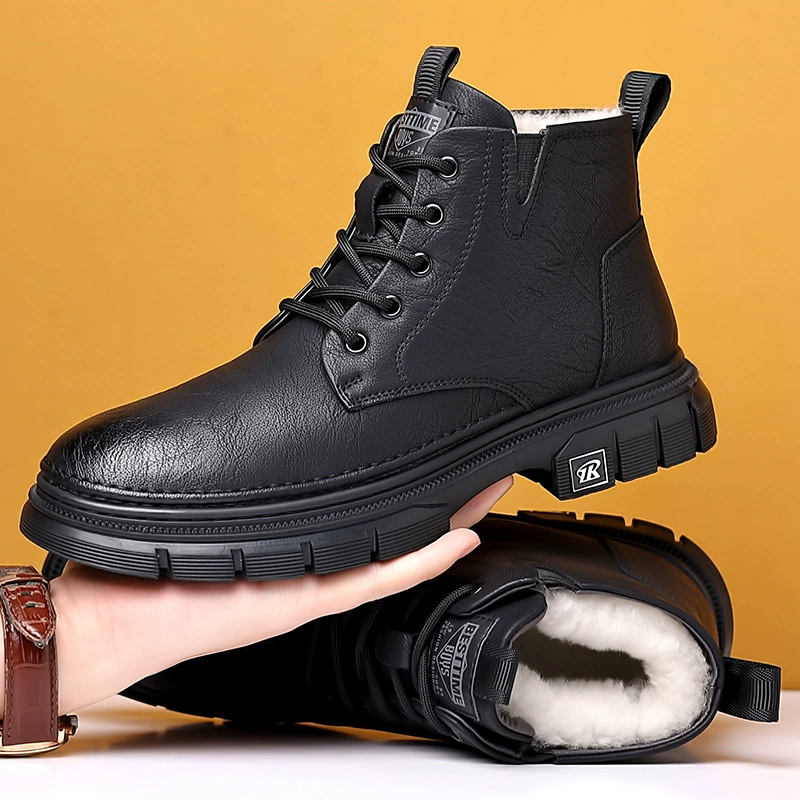 Martens, зимние модные флисовые теплые ботинки для отдыха в английском стиле, натуральная кожа, британский стиль