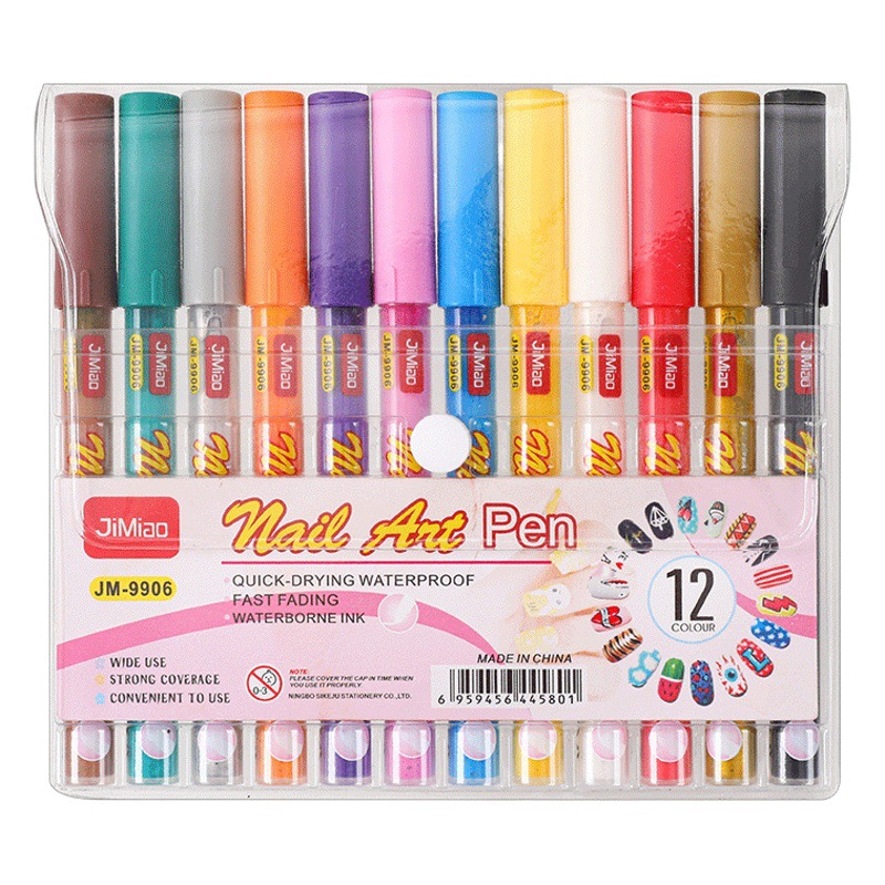 Pluma de arte de uñas de 12 colores pluma de dibujo pintada a mano de bricolaje pluma de pintura de color de celebridad de internet pluma de pintura acrílica caliente transfronteriza pluma de aguja 0,5
