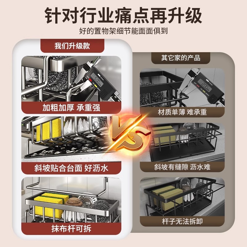 Rack de cocina Rack de drenaje Rack de topos de almacenamiento Grifos de pared Rack de almacenamiento lavavajillas Rack de almacenamiento No
