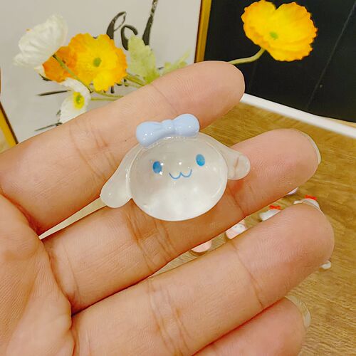Chubby three-dimensional luminous fine glitter rabbit puppy hole shoe shoe flower shoe buckle transparent cat removable decoration