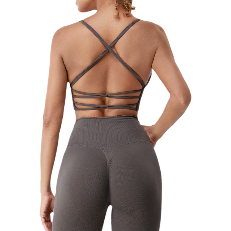 Ropa de yoga desnuda sin costuras de Europa y América de secado rápido de las mujeres yoga belleza hacia atrás empujar hacia arriba la ropa interior deportiva al aire libre correr fitness sujetador