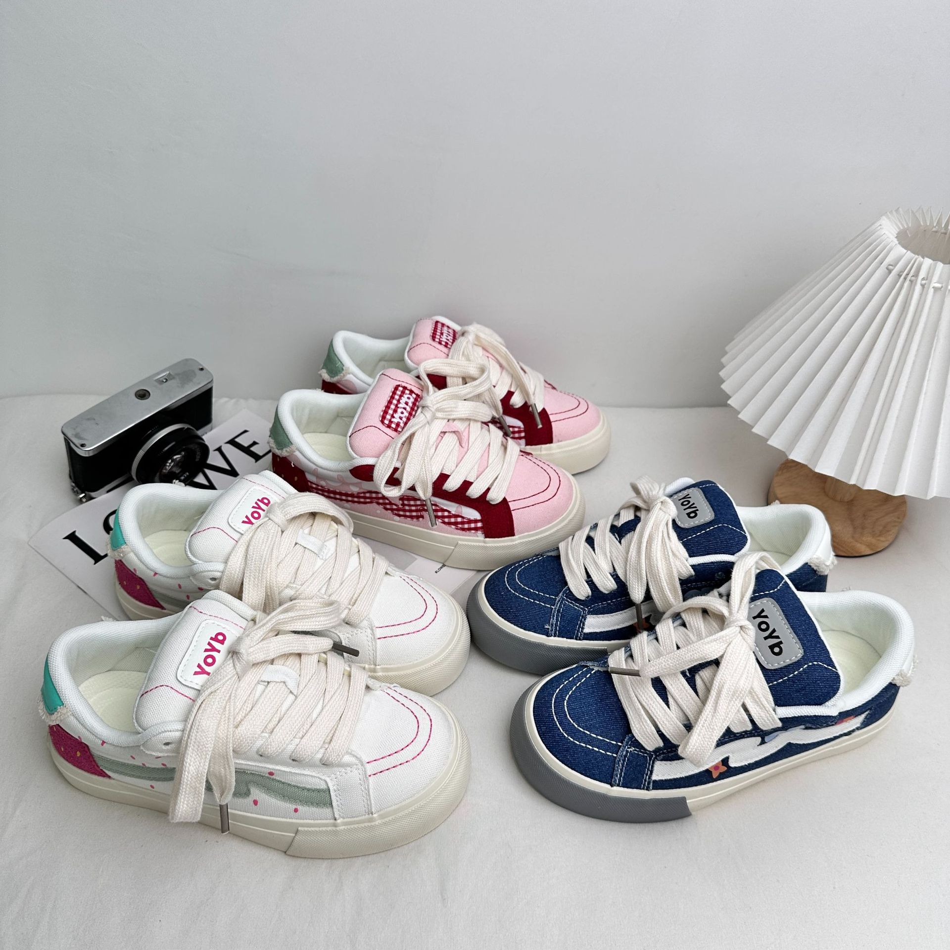Yuanbo 2025 primavera todo-fósforo zapatillas de deporte para estudiantes, zapatos de lona deportivos casuales, zapatos de lona a juego de colores coreanos, en nombre del cabello