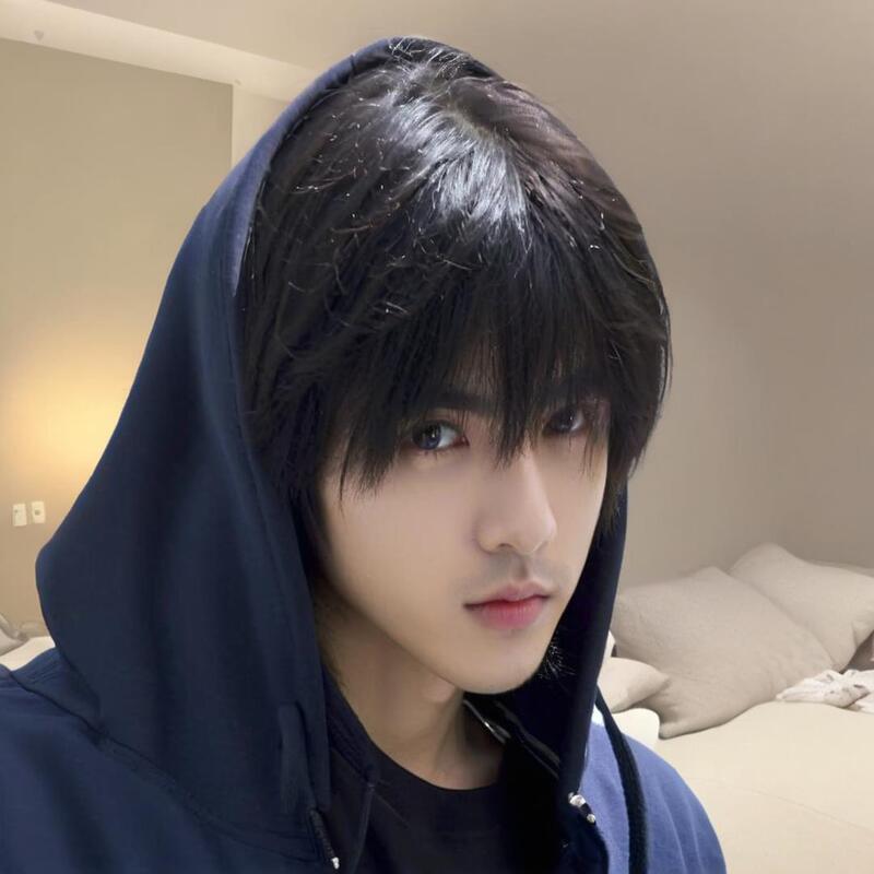Men's wig little brother with cos fake hair grave robbing notes differential broken cover all-match black juvenile feeling full head cover