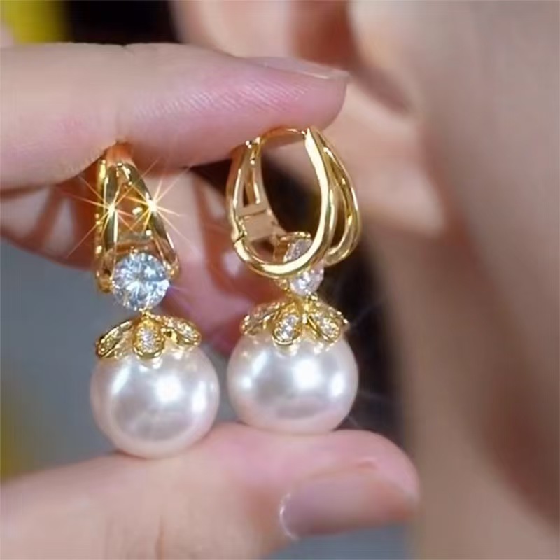 Nueva moda moda perla geometría perlas simple diseño de estilo elegante pendientes ligero lujoso pendientes retro versátiles