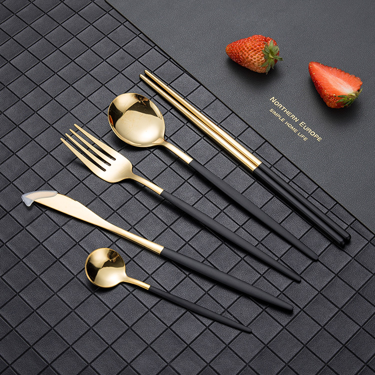 410不锈钢西餐具葡萄牙刀叉勺套装北欧西式镀金牛排刀叉勺子餐具|ms