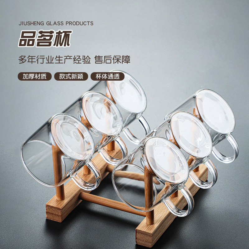 두꺼운 내열유리 찻잔, 손잡이가 있는 작은 찻잔, 쿵푸 차 세트, 드링킹 이어컵, 찻그릇, 홈 세트