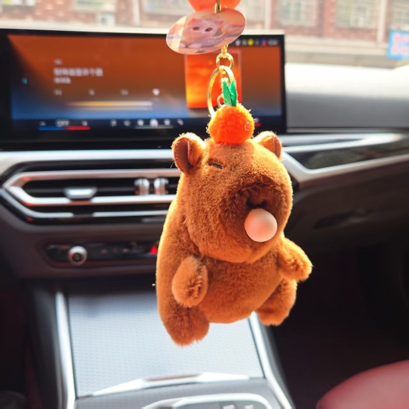 Capibala Capibala Puff Bubble Shake Ring Pendant Head Persimmon Plush Keychain Bag Hanging Ornaments Batch