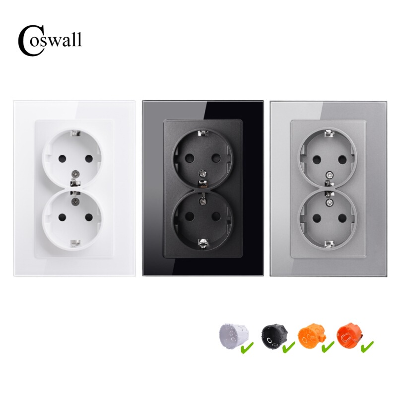 Tempered glass European gauge double German socket a 123 double German plug European wall power socket