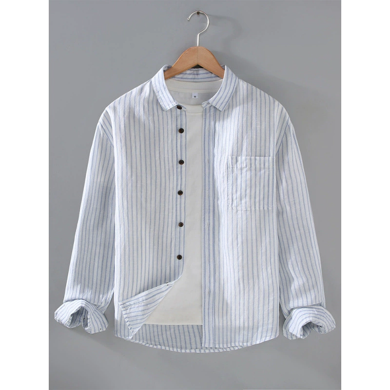 G181 весенняя и осенняя мужская одежда в полоску простые рубашки с длинными рукавами