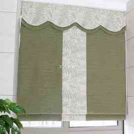 CR7Q法式美式复古清新绿植拼接罗马帘折叠帘遮光窗帘印花小窗户升