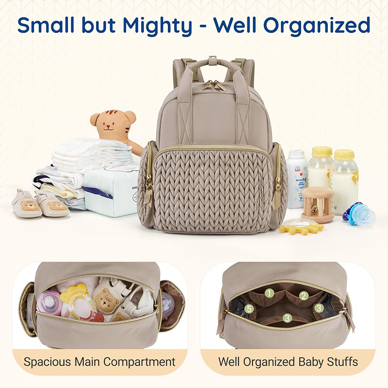 Amazon nueva bolsa de pañales para mujeres, mochila de pañales, mochila de viajes, bolsa de bebé, bolsillo de aislamiento térmico.