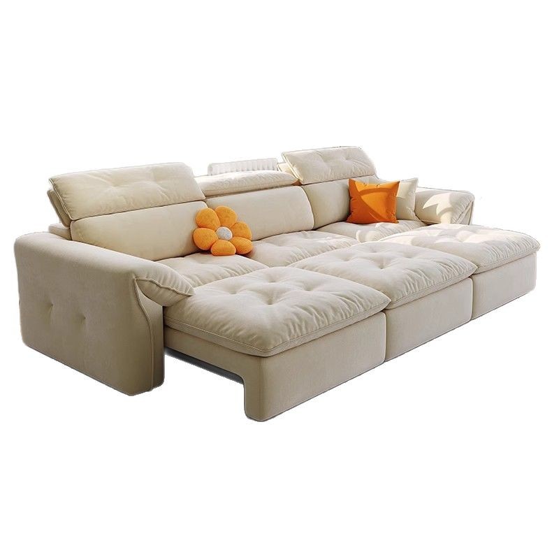 Sofá cama multifuncional eléctrica de doble propósito control remoto retráctil sala de estar de tamaño pequeño cero contra la pared sofá de tela de fila recta